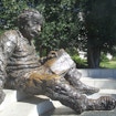Statue of Albert Einstein sitting down