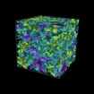 multi-colored cube on black background