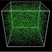 3D cube drawing with neon green dots inside on a black background