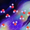 Water molecules flow near the honeycomb-patterned walls of a carbon nanotube. Interactions between the molecules and electrons in the walls can cause ‘quantum friction,’ researchers propose in a new study.