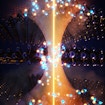 An illustration of excitonic gas confined to the planes of the layered van der Waals semiconductor tungsten diselenide.