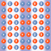 A grid of circles containing either long or short arrows pointing up or down. The distribution of the arrows lengths forms a striped pattern.