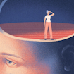 Person standing inside someone's head