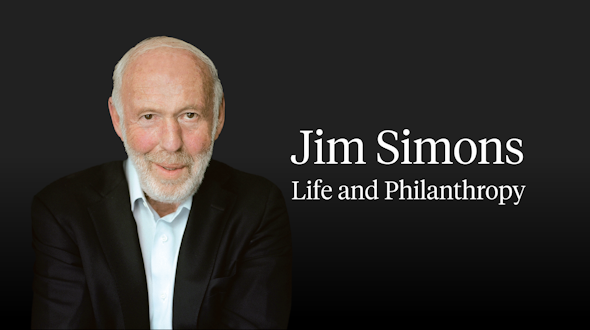 Portrait of Jim Simons with words 