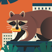 Racoon foraging