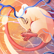 Digital illustration of a mouse sleeping in a bubble