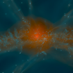 Digital illustration of galaxy formation